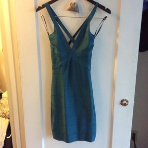 BEBE Teal Bandage Dress